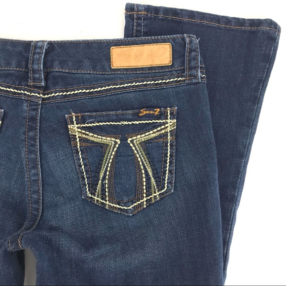 Seven7 Rocker Slim Dark Wash Mid Rise Bootcut Denim Jeans Size 8 - Picture 5 of 9